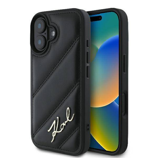Etui Karl Lagerfeld iPhone 16 6.1" czarny/black hardcase Quilted Signature